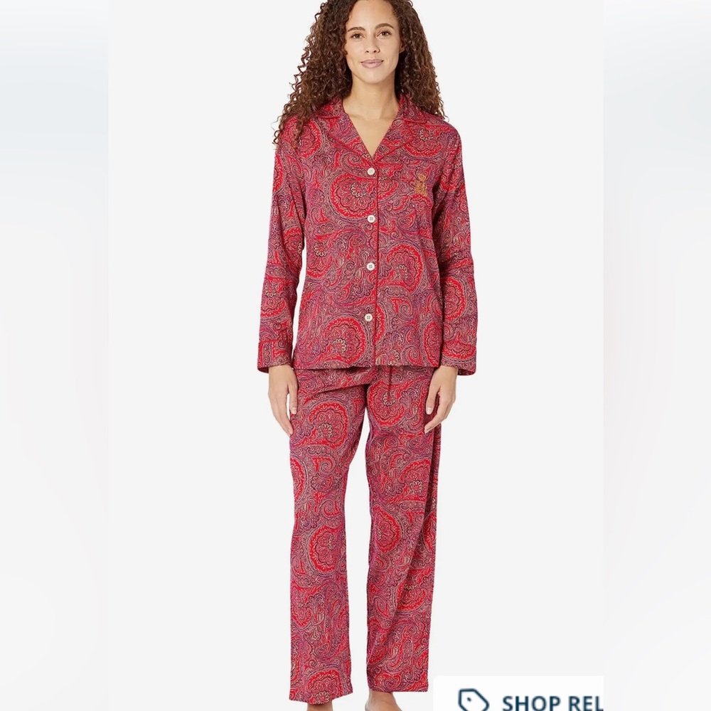 Ralph Lauren paisley notch collar pajamas size large color multi